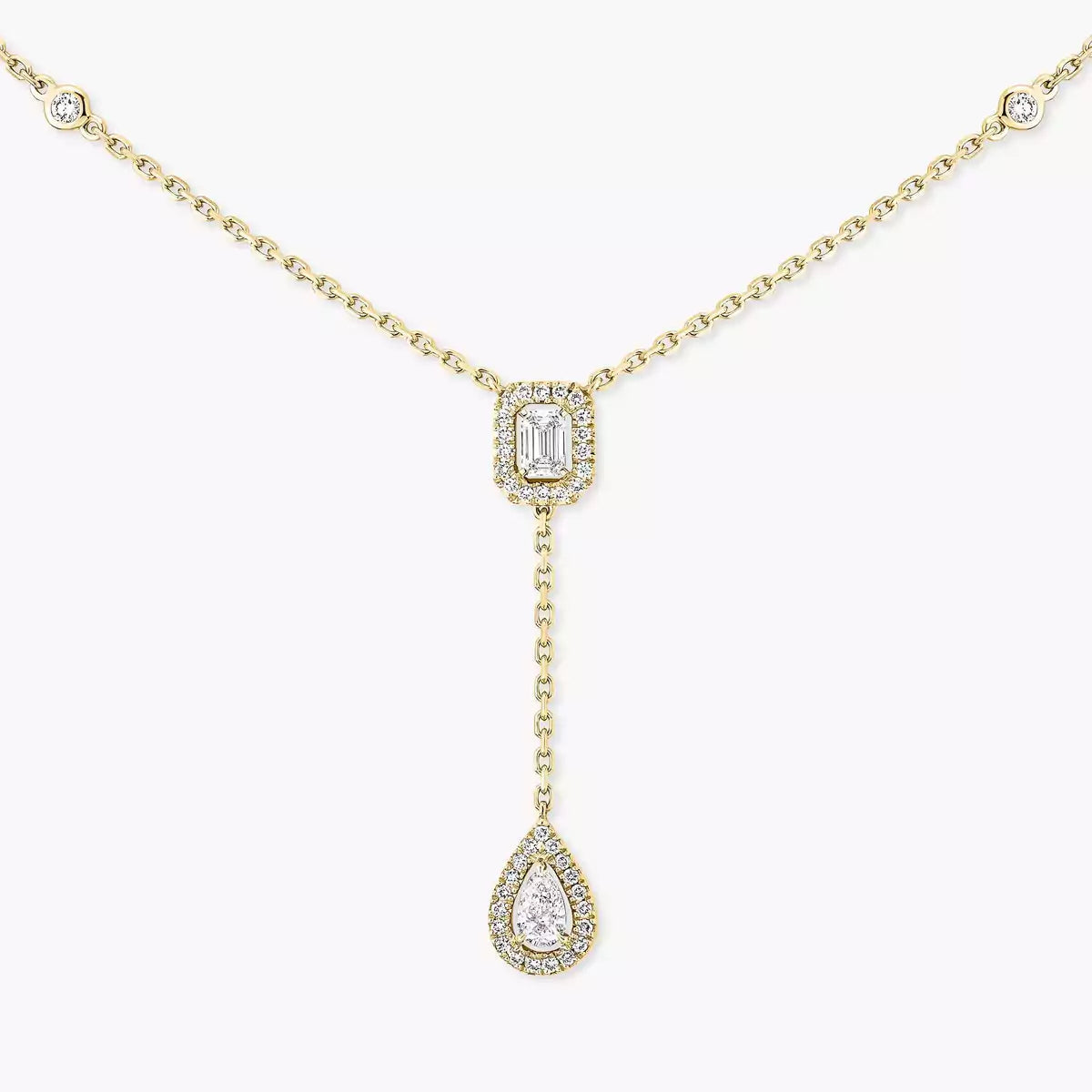 [Zalyn Jewelry]Gold Diamond Tie Necklace