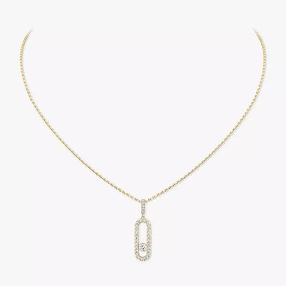 [Zalyn]MOVE UNO FULL PAVÉ DIAMOND NECKLACE