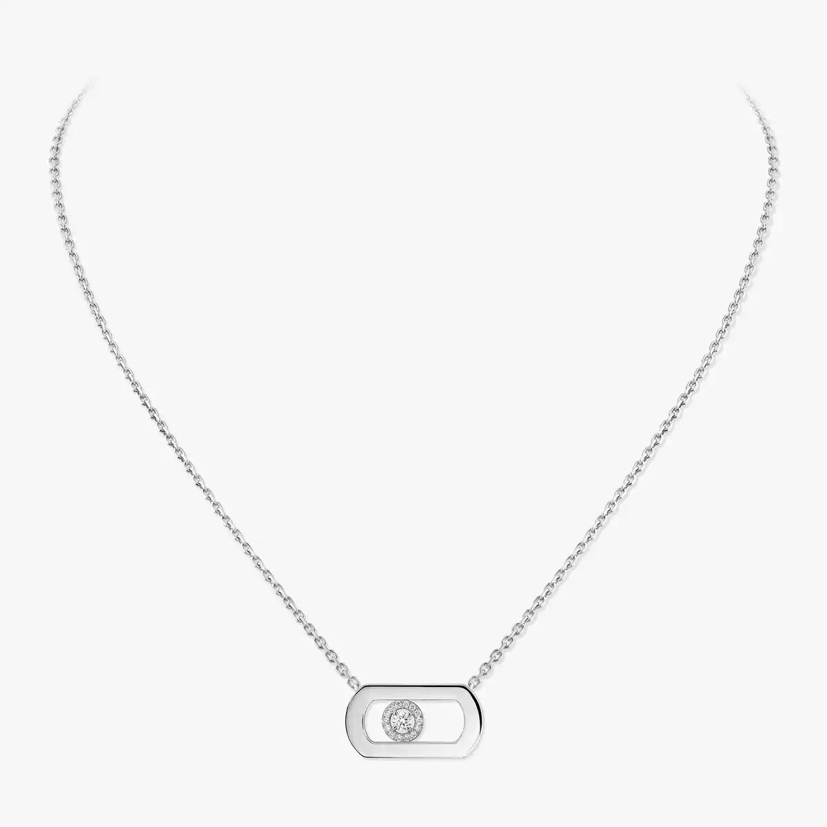 [Zalyn]LARGE MOVE PENDANT SINGLE DIAMOND NECKLACE
