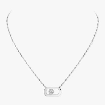 [Zalyn]LARGE MOVE PENDANT SINGLE DIAMOND NECKLACE