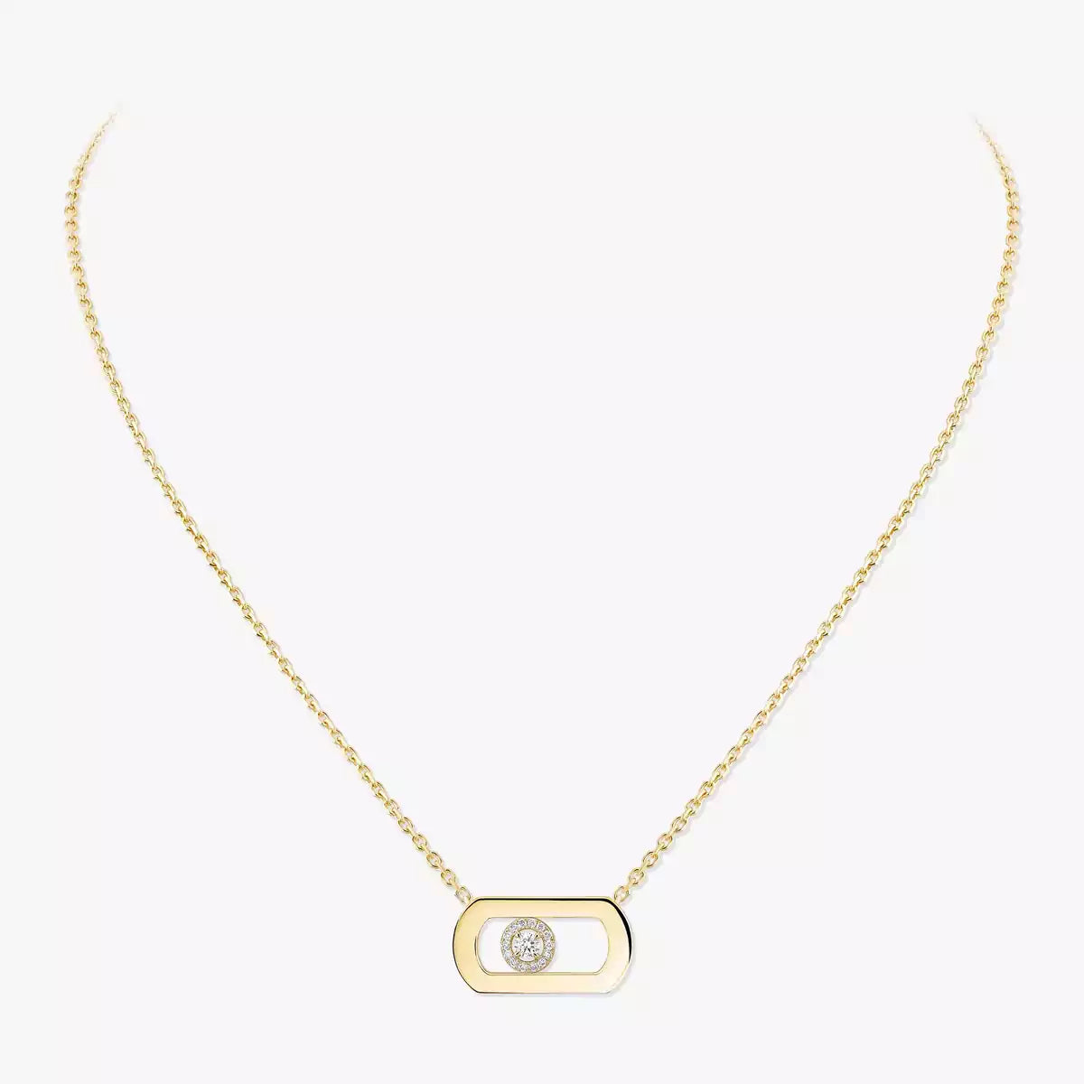[Zalyn]LARGE MOVE PENDANT SINGLE DIAMOND NECKLACE