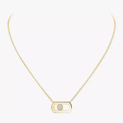 [Zalyn]LARGE MOVE PENDANT SINGLE DIAMOND NECKLACE