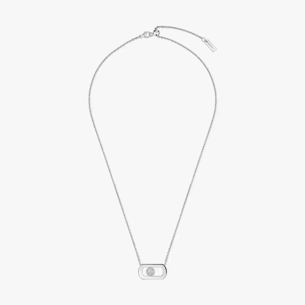 [Zalyn]LARGE MOVE PENDANT SINGLE DIAMOND NECKLACE