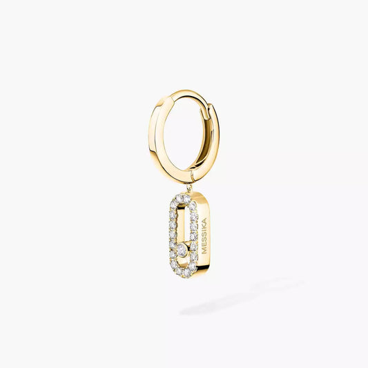 [Zalyn]MOVE UNO SINGLE DIAMOND HOOP EARRINGS