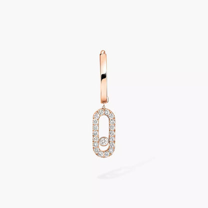 [Zalyn]MOVE UNO SINGLE DIAMOND HOOP EARRINGS