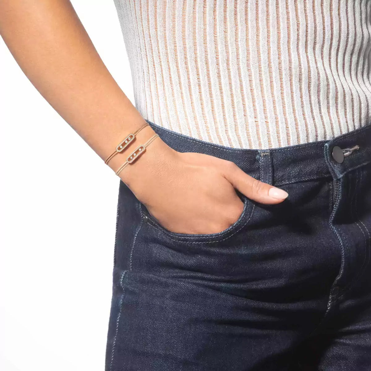 [Zalyn Jewelry]Messika Care(s) pink cord pav¨¦ bracelet