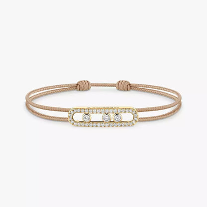 [Zalyn Jewelry]Messika Care(s) pink cord pav¨¦ bracelet