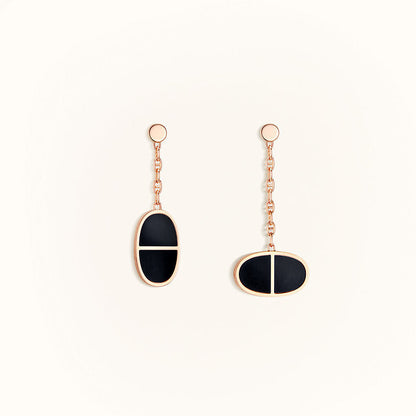 [Zalyn]CHAINE VERSO BLACK CERAMIC EARRINGS