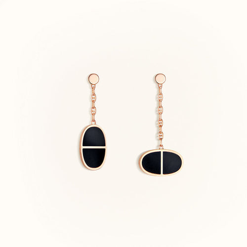 [Zalyn]CHAINE VERSO BLACK CERAMIC EARRINGS