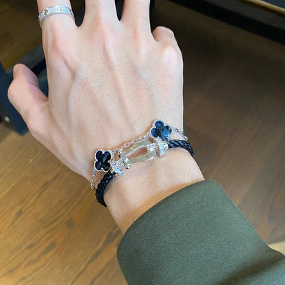 [Zalyn]LUCKY CLOVER 5-MOTIF BRACELET - PIETERSITE COLLECTION