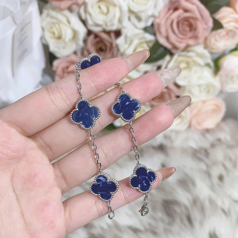 [Zalyn]LUCKY CLOVER 5-MOTIF BRACELET - PIETERSITE COLLECTION