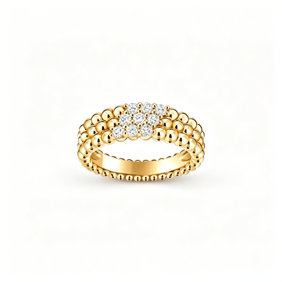 [Zalyn Jewelry] THREE-ROW DIAMOND RING