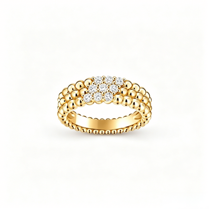 [Zalyn Jewelry] THREE-ROW DIAMOND RING