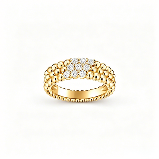 [Zalyn Jewelry] THREE-ROW DIAMOND RING