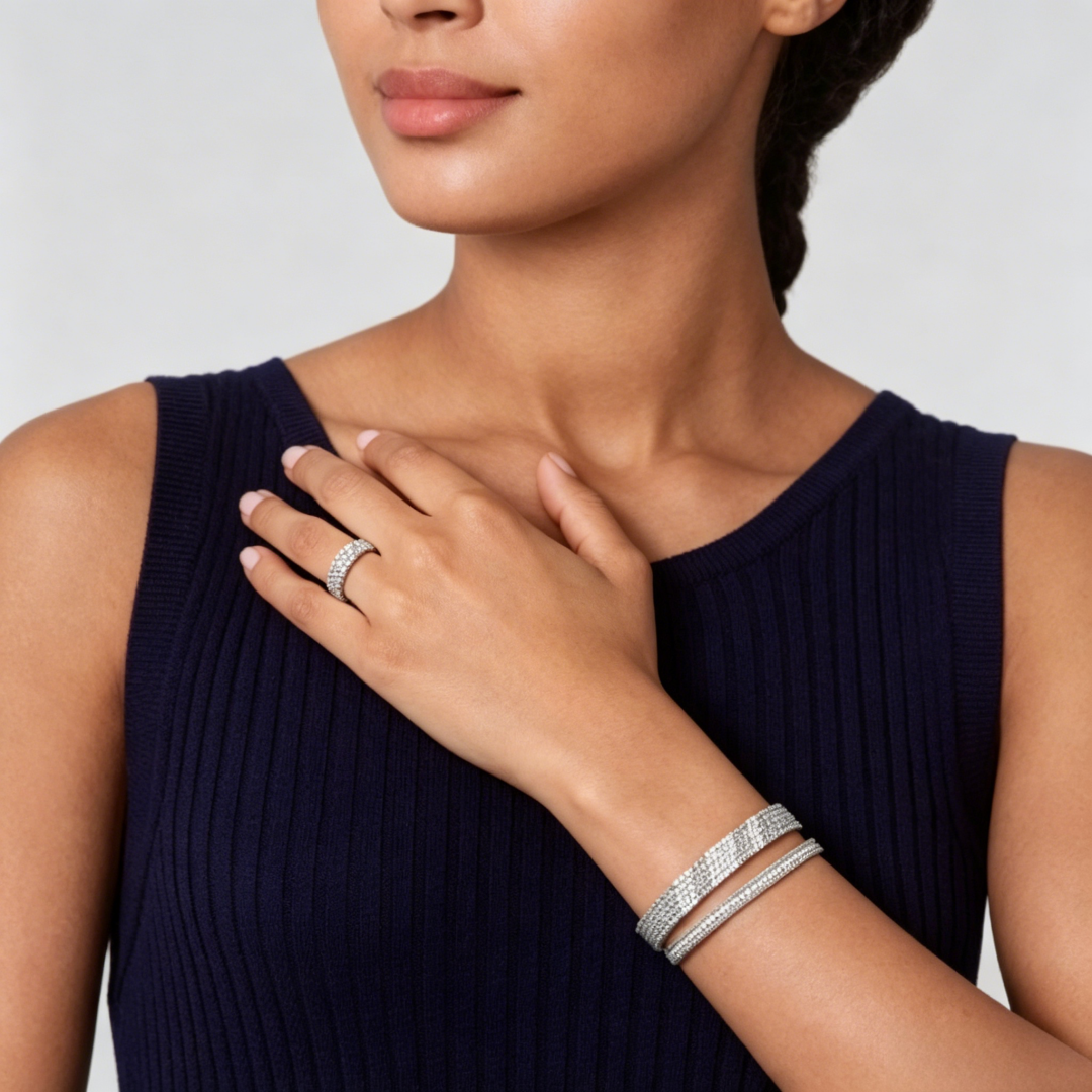 [Zalyn Jewelry] THREE-ROW DIAMOND RING