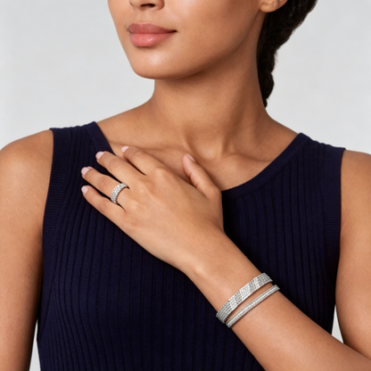 [Zalyn Jewelry] THREE-ROW DIAMOND RING