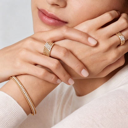 [Zalyn Jewelry] THREE-ROW DIAMOND RING