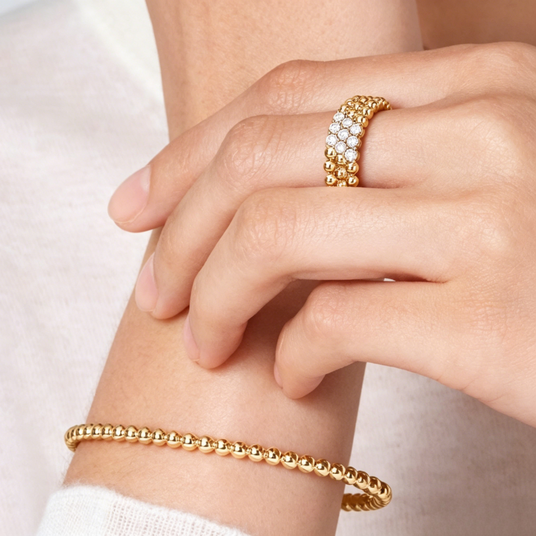 [Zalyn Jewelry] THREE-ROW DIAMOND RING