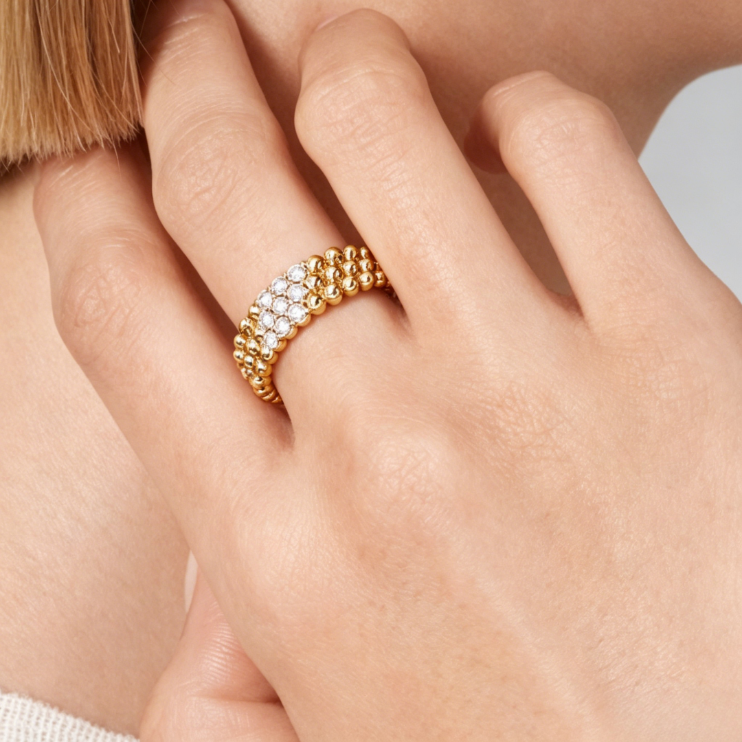 [Zalyn Jewelry] THREE-ROW DIAMOND RING