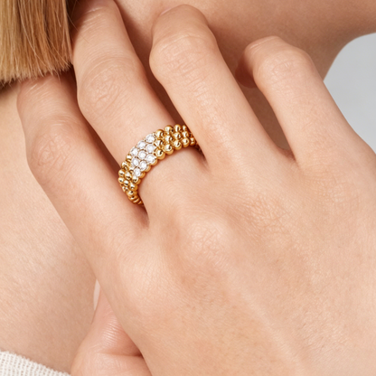[Zalyn Jewelry] THREE-ROW DIAMOND RING