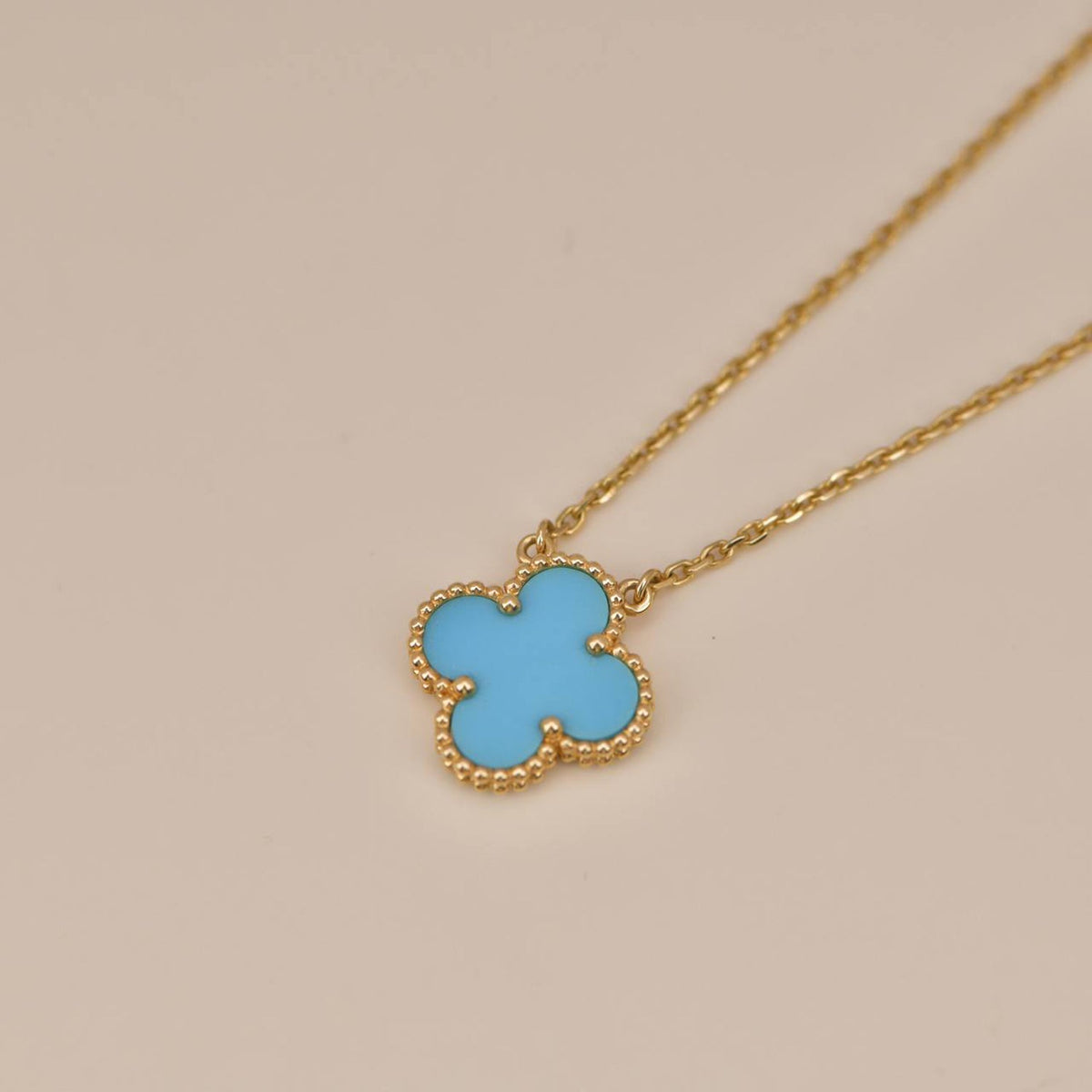 [Zalyn Jewelry ]CLOVER 15MM VINTAGE TURQUOISE NECKLACE