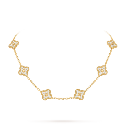 [Zalyn]CLASSIC LUCKY 10-MOTIF CLOVER NECKLACE GOLD COLLECTION