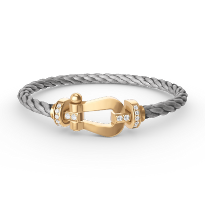 [Zalyn]FORCE LARGE HORSESHOE HALF DIAMOND BRACELET - GOLD