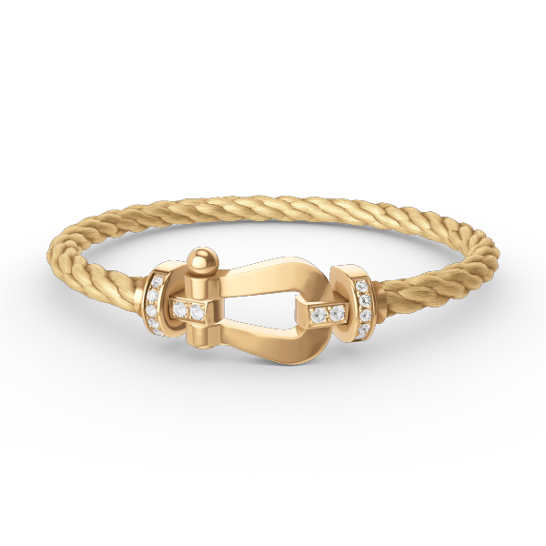 [Zalyn]FORCE LARGE HORSESHOE HALF DIAMOND BRACELET - GOLD