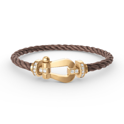 [Zalyn]FORCE LARGE HORSESHOE HALF DIAMOND BRACELET - GOLD