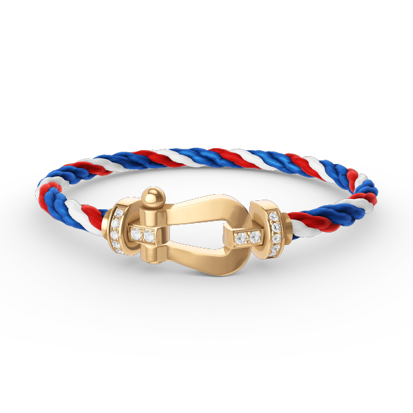 [Zalyn]FORCE LARGE HORSESHOE HALF DIAMOND BRACELET - GOLD