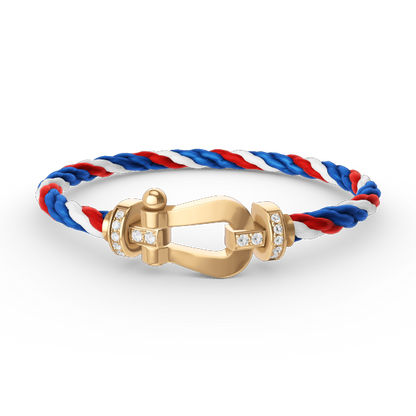 [Zalyn]FORCE LARGE HORSESHOE HALF DIAMOND BRACELET - GOLD