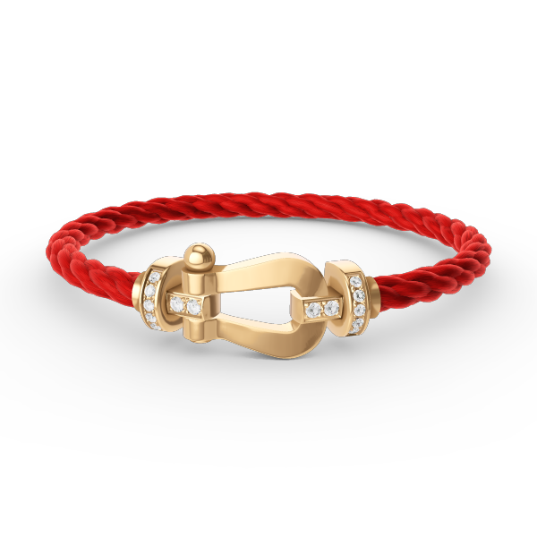 [Zalyn]FORCE LARGE HORSESHOE HALF DIAMOND BRACELET - GOLD