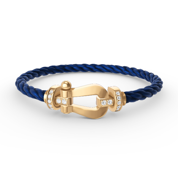 [Zalyn]FORCE LARGE HORSESHOE HALF DIAMOND BRACELET - GOLD