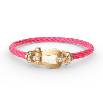 [Zalyn]FORCE LARGE HORSESHOE HALF DIAMOND BRACELET - GOLD