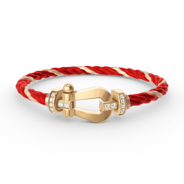 [Zalyn]FORCE LARGE HORSESHOE HALF DIAMOND BRACELET - GOLD