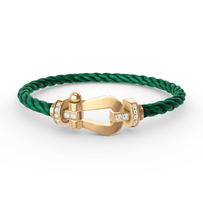 [Zalyn]FORCE LARGE HORSESHOE HALF DIAMOND BRACELET - GOLD
