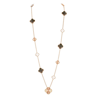 [Zalyn]DETACHABLE 15-MOTIF CLOVER STATEMENT SET - GREY MOTHER-OF-PEARL & LASER
