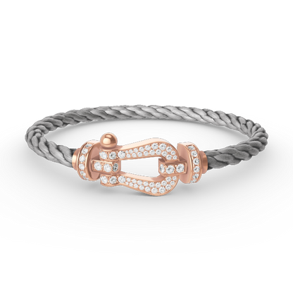 [Zalyn]FORCE LARGE HORSESHOE FULL DIAMOND BRACELET - ROSE GOLD