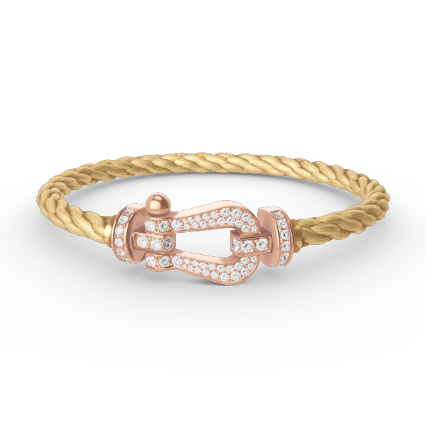 [Zalyn]FORCE LARGE HORSESHOE FULL DIAMOND BRACELET - ROSE GOLD