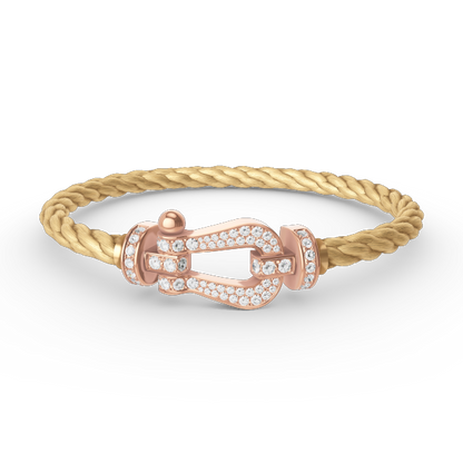 [Zalyn]FORCE LARGE HORSESHOE FULL DIAMOND BRACELET - ROSE GOLD