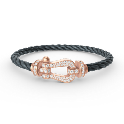 [Zalyn]FORCE LARGE HORSESHOE FULL DIAMOND BRACELET - ROSE GOLD