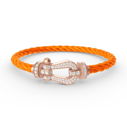 [Zalyn]FORCE LARGE HORSESHOE FULL DIAMOND BRACELET - ROSE GOLD