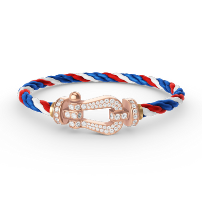 [Zalyn]FORCE LARGE HORSESHOE FULL DIAMOND BRACELET - ROSE GOLD