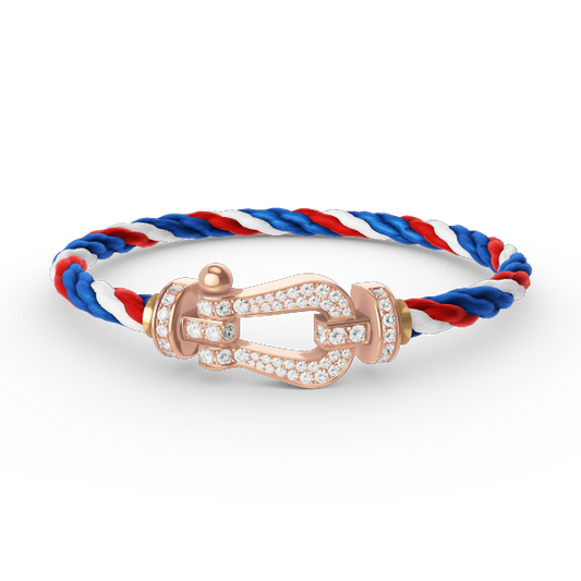 [Zalyn]FORCE LARGE HORSESHOE FULL DIAMOND BRACELET - ROSE GOLD