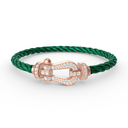 [Zalyn]FORCE LARGE HORSESHOE FULL DIAMOND BRACELET - ROSE GOLD