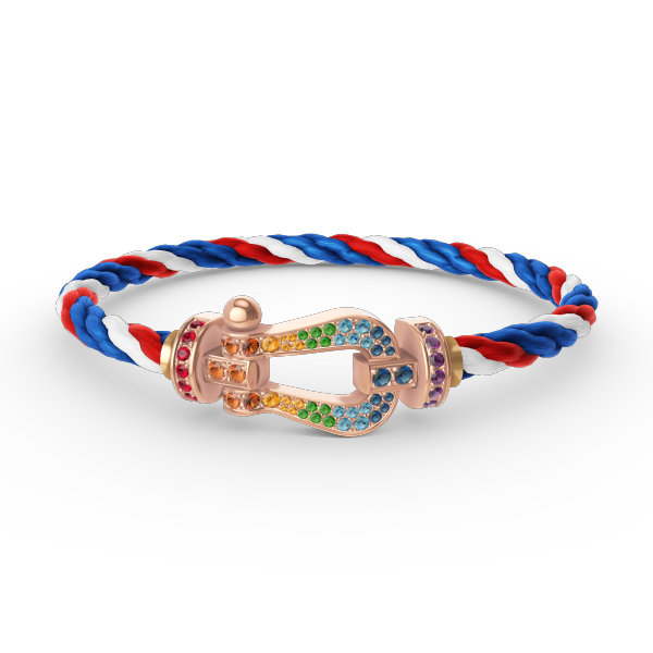 [Zalyn]FORCE LARGE HORSESHOE COLORED DIAMOND BRACELET - ROSE GOLD