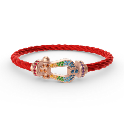 [Zalyn]FORCE LARGE HORSESHOE COLORED DIAMOND BRACELET - ROSE GOLD