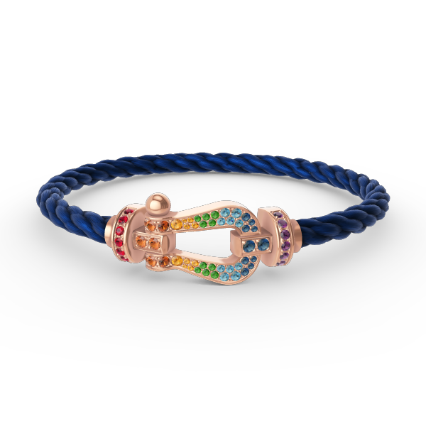 [Zalyn]FORCE LARGE HORSESHOE COLORED DIAMOND BRACELET - ROSE GOLD