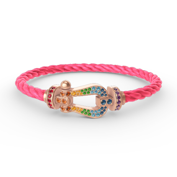 [Zalyn]FORCE LARGE HORSESHOE COLORED DIAMOND BRACELET - ROSE GOLD