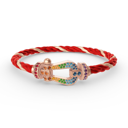 [Zalyn]FORCE LARGE HORSESHOE COLORED DIAMOND BRACELET - ROSE GOLD